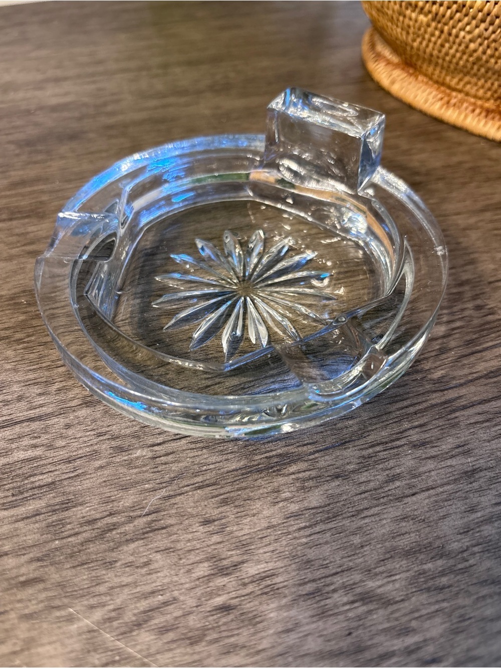 Vintage Glass Cigar Rest/Ashtray with Starburst Pattern 1960s - Picture 2 of 8